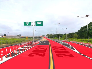 new local road  with illustratter 2022  new year concept