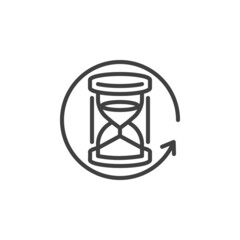 Hourglass with arrow back line icon