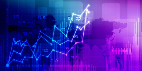 2d rendering Stock market online business concept. business Graph 