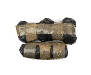 Seized Drug Bag Isolated, Drugs Package, Heroin Bricks, Cocain Pack