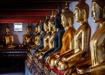 Buddha statues at Wat Pho Temple in Bangkok