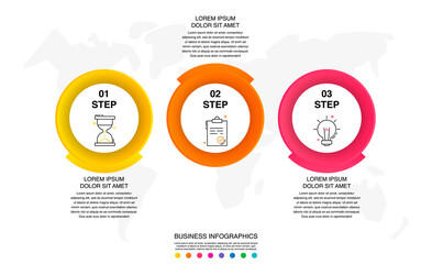 Vector template circle infographics. Modern business concept with 3 options and parts. Three steps for content, flowchart, timeline, levels