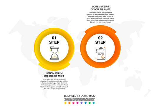 Vector template circle infographics. Modern business concept with 2 options and parts. Two steps for content, flowchart, timeline, levels