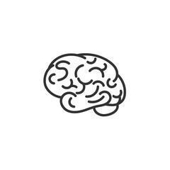 Brain Icon, Minimal Illustration, Human Brain Isolated on Light Gray Background.