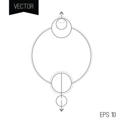 Abstract creative art geometric composition. Lines, circles, triagles and points.