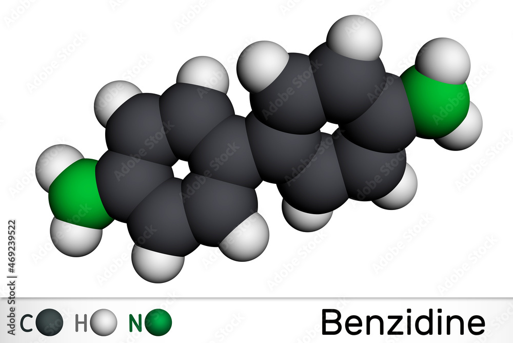 Canvas Prints benzidine molecule. it is aromatic amine, used for the detection of blood and as a reagent in the ma