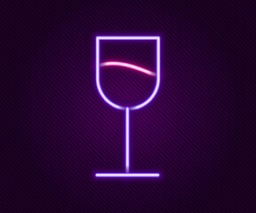 Glowing neon line Wine glass icon isolated on black background. Wineglass sign. Colorful outline concept. Vector