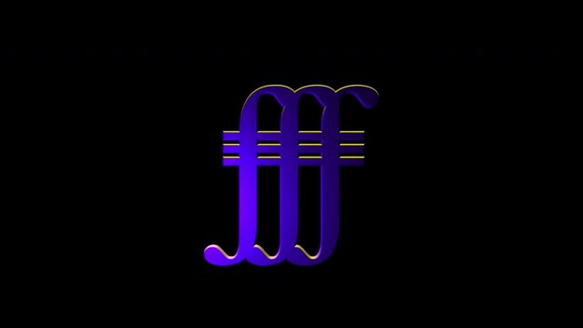 Alchemical Symbol For Stratum Super Stratum-2 Icon Animation. Purple text with alpha channel. Esoteric Alchemy symbology