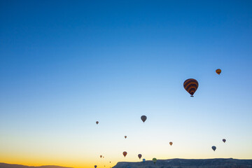 Hot air balloons. Hot air balloons on the sky in the morning in Cappadocia