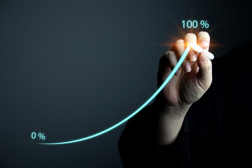 Hand Drawn Businessman Level Up From 0 Percent To 100 Percent For Business Growth Ideas