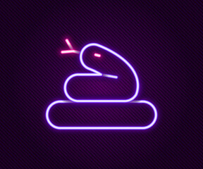 Glowing neon line Snake icon isolated on black background. Colorful outline concept. Vector