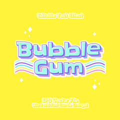 Cute bubblegum editable text effect Vector