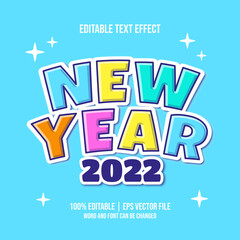 Happy New Year editable text effect flat style vector