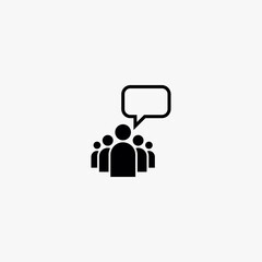 leader of a group with an empty speech bubble icon. leader of a group with an empty speech bubble vector icon on white background