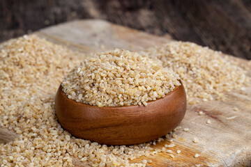 raw bulgur porridge that is not cooking