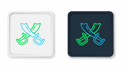 Line Crossed pirate swords icon isolated on white background. Sabre sign. Colorful outline concept. Vector