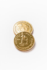 Bitcoin coins  on the white background