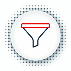 Line Funnel or filter icon isolated on white background. Colorful outline concept. Vector
