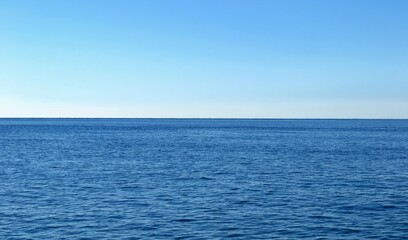 Blue sea and sky. The horizon in the middle