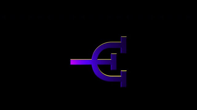 Alchemical Symbol For Trident Icon Animation. Purple text with alpha channel. Esoteric Alchemy symbology