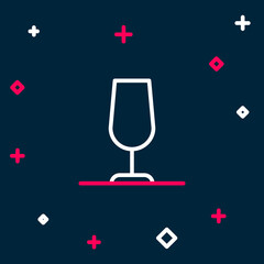 Line Wine glass icon isolated on blue background. Wineglass sign. Colorful outline concept. Vector