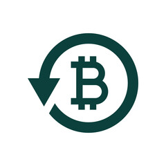 Bitcoin symbol in circular arrow. Money return, chargeback, refunds, cashback, exchange icon isolated. Vector illustration