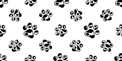 Fototapeta premium dog paw seamless pattern cat footprint cow skin bear vector french bulldog cartoon scarf tile background repeat wallpaper illustration doodle design