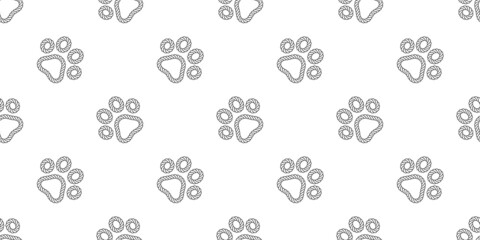 Naklejka na ściany i meble dog paw seamless pattern cat footprint rope bear vector french bulldog cartoon scarf repeat wallpaper tile background doodle illustration design