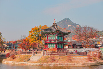 Hyangwonjeong Pavilion at Gyeongbokgung Palace in Korea