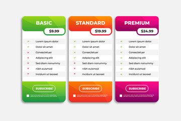 Colorful Pricing Plan Business Template