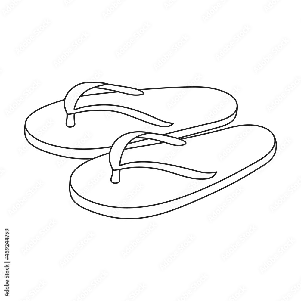 Wall mural sandal vector outline icon. vector illustration flipflop on white background. isolated outline illus