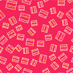 Line Gold mine icon isolated seamless pattern on red background. Vector