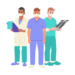 Team doctors on a white background vector illustration