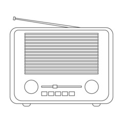Radio vector icon.Outline vector icon isolated on white background radio.