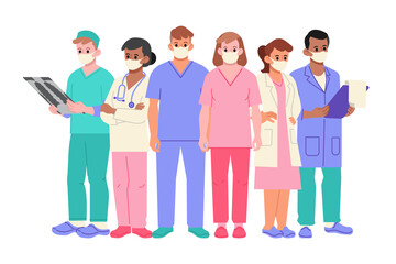 Obraz premium Medical team doctors nurses vector illustration