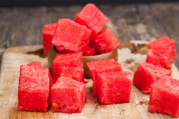 sliced red ripe watermelon close up