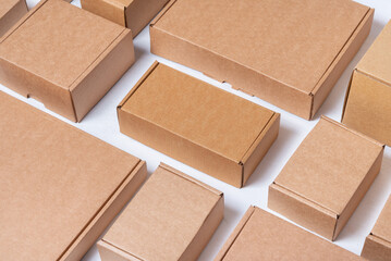 Lot of flat brown cardboard boxes 