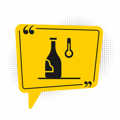 Black Wine temperature icon isolated on white background. Yellow speech bubble symbol. Vector