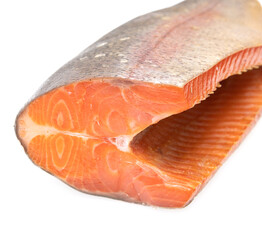 red fish meat on white background