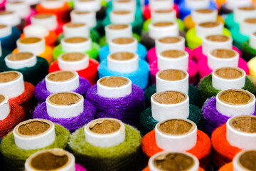 A picture of thread rolls with selective focus