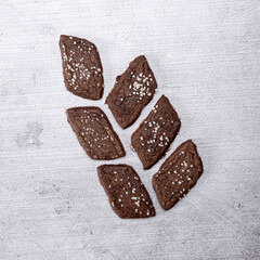 Fresh homemade chocolate cookies with Swedish sugar on top.