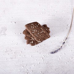 Fresh homemade chocolate cookies with Swedish sugar on top.