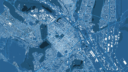 Detailed blue vector map poster of Chisinau city, linear print map. Skyline urban panorama.