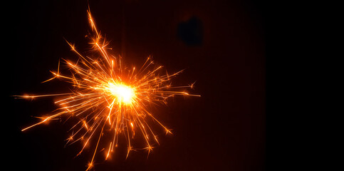 Festive firework in dark sky.