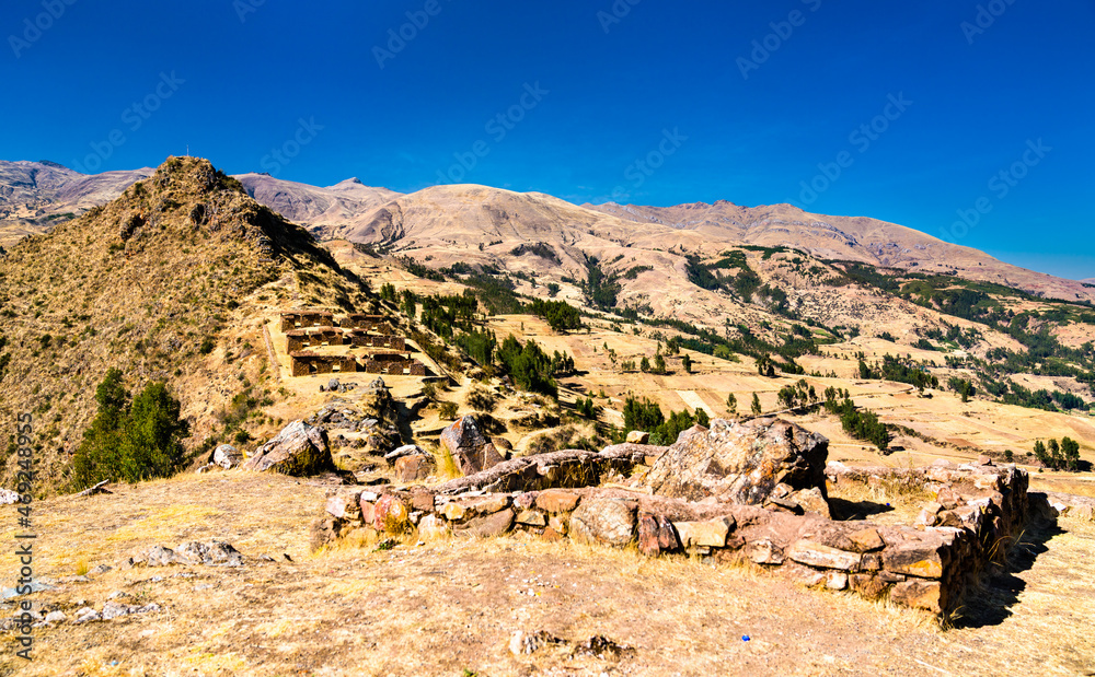 Sticker machu pitumarca, an ancient incan town in the cusco region of peru