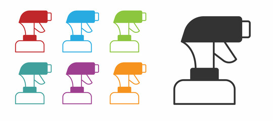 Black Paint spray gun icon isolated on white background. Set icons colorful. Vector