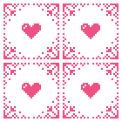 Valentine's Day hearts vector cross-stitch seamless pattern, pink embroidery design
