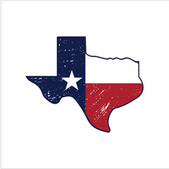 texas flag map shape with grunge effect