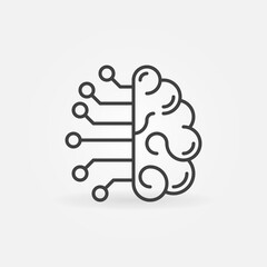 Artificial Intelligence Brain outline minimal vector concept icon