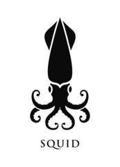 black squid vector On a white background suitable for logos, icons, posters.